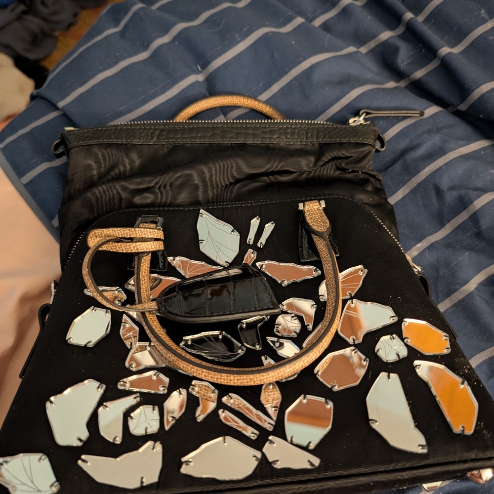 Maison Martin Margiela Black and Tan Shoulder Bag